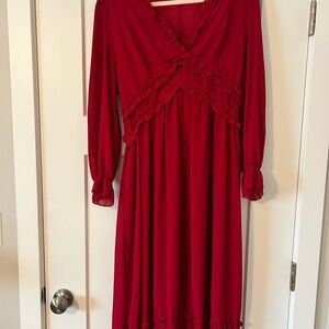 SHEIN Elegant Red Long Sleeve Dress